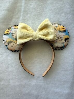 Disney Pixar up Carl dug russell banana yellow Plush Bow gold tulle Ear Headband